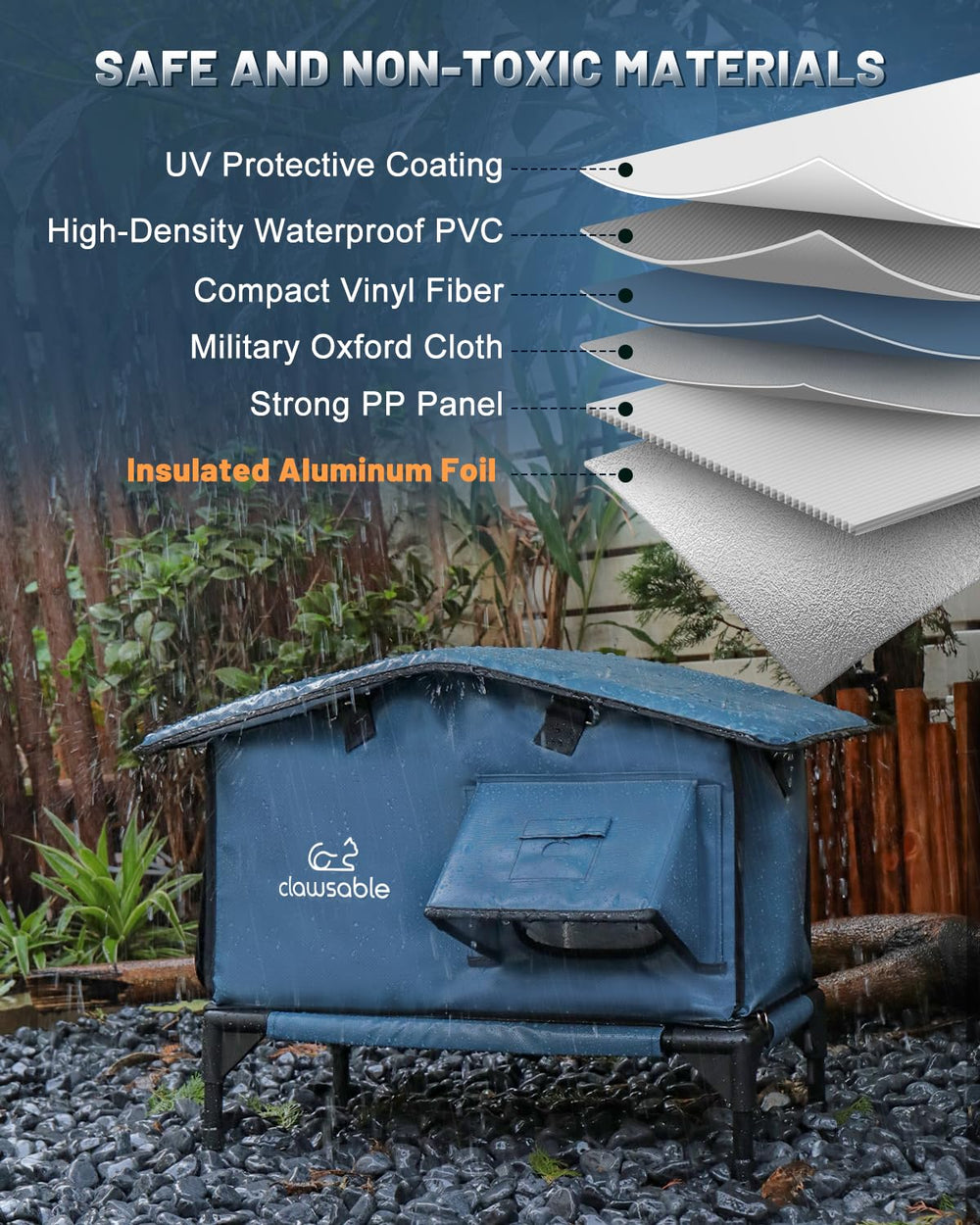 Akentio wide eaves reduce rain entry while sheltering entrance.