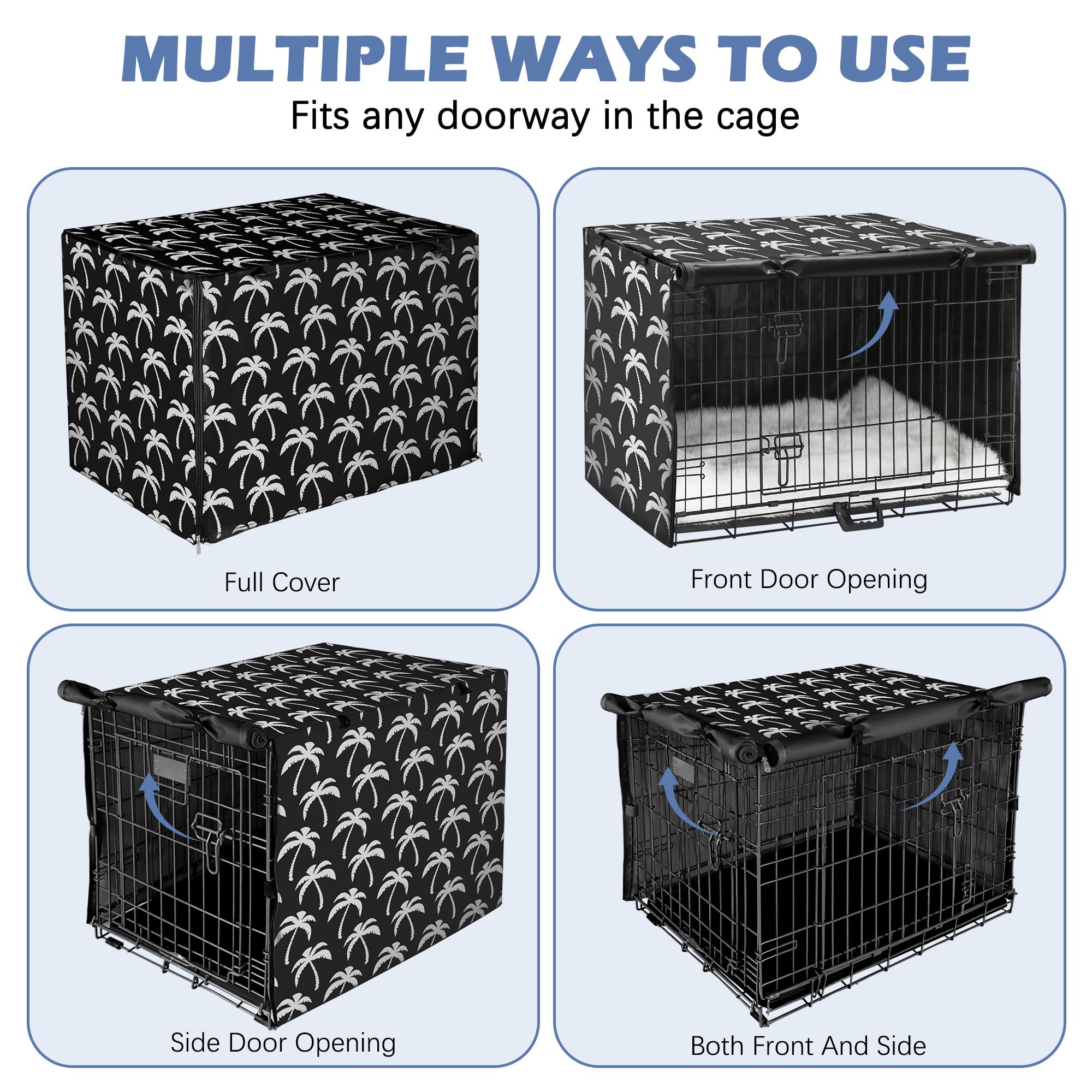 Akinerri dog crate cover easily installs with side Velcro to secure to crate.