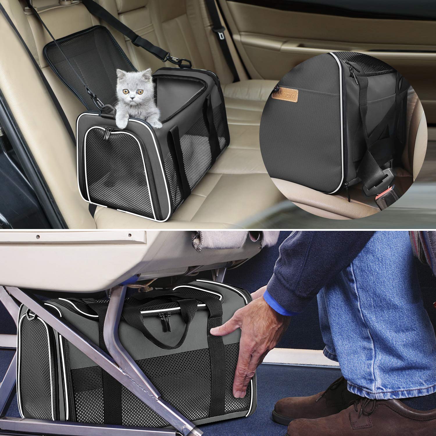 Akinerri carrier with carrying handles and adjustable strap for comfortable carrying.