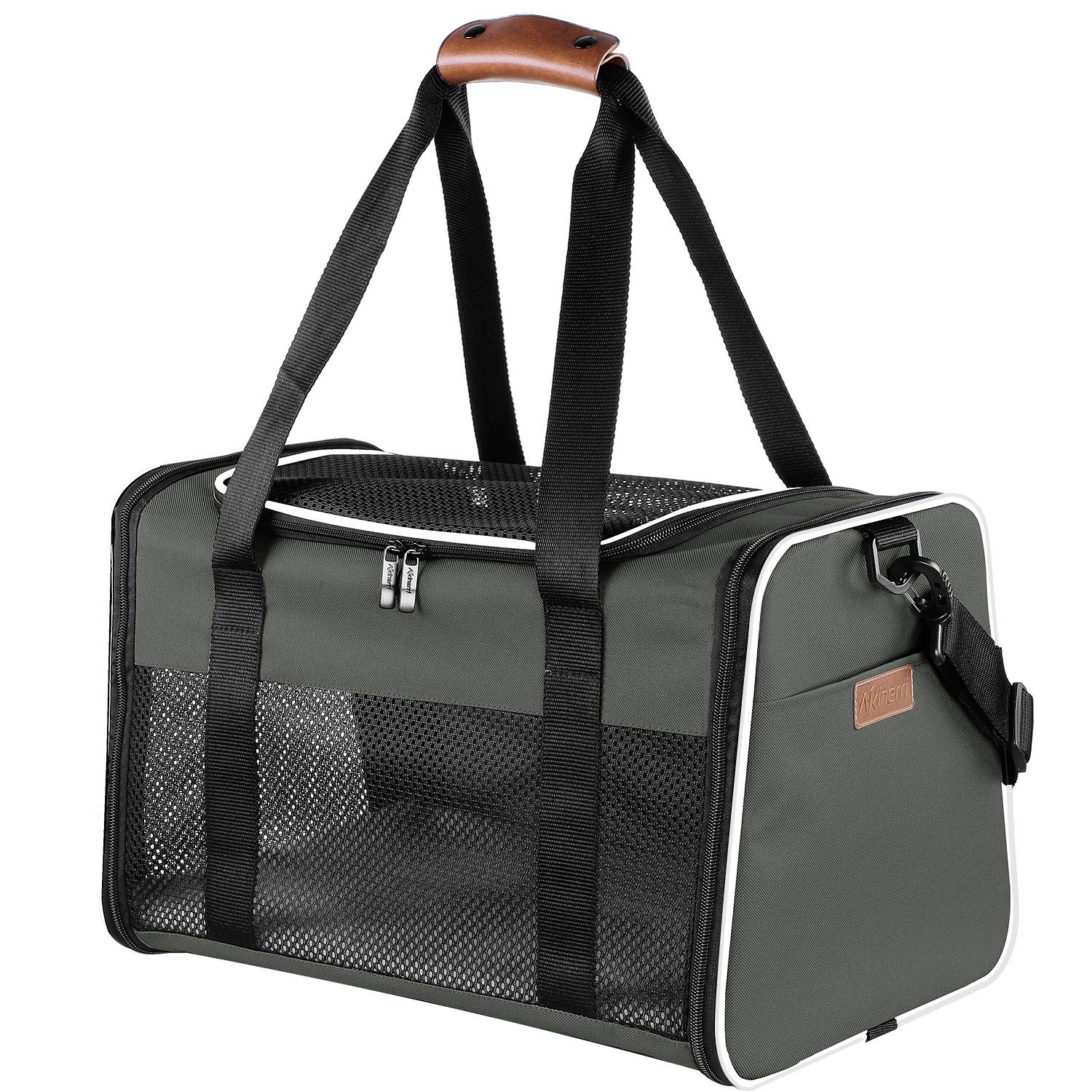 Akinerri pet carrier folded for easy storage, saving space between trips.