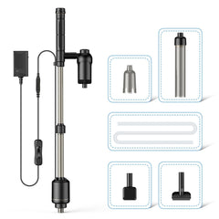 AKKEE aquarium vacuum assembly shows easy setup for quick use.