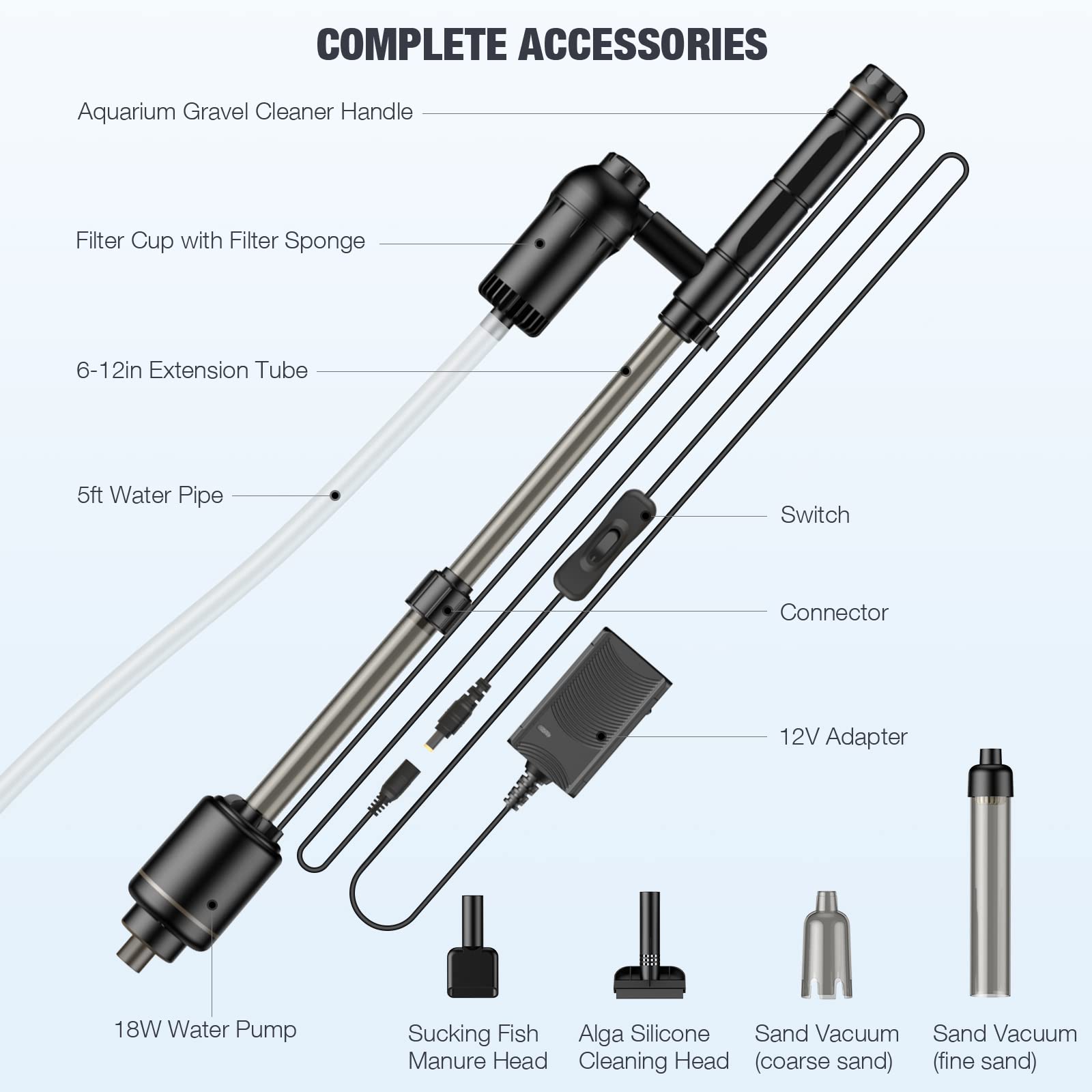 AKKEE suction head captures debris without disturbing fish.