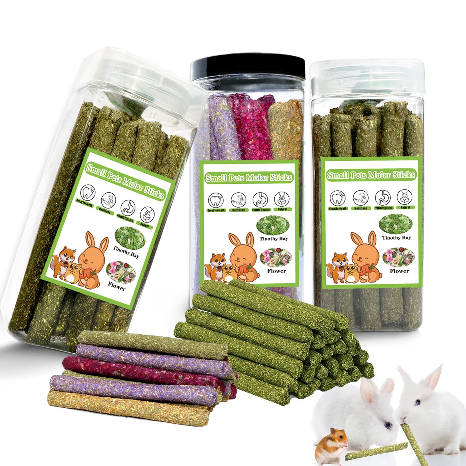 AKLHLKK 68PCS rabbit chew toys package engaging small-pet chew time