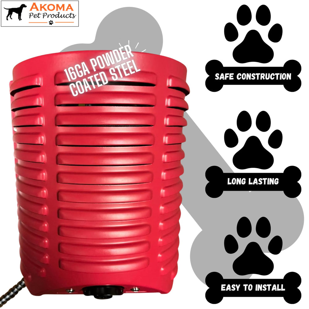 Akoma Hound Heater used outdoors for dog houses, coops, and cages.