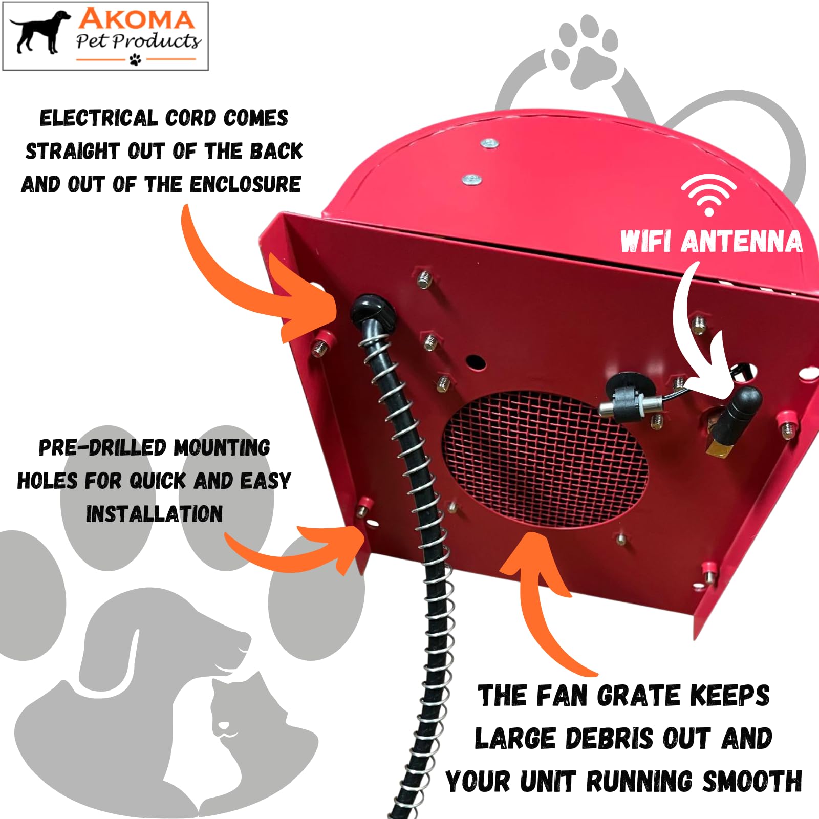 Akoma Hound Heater safe dry heat with chew-resistant cord for pet safety.