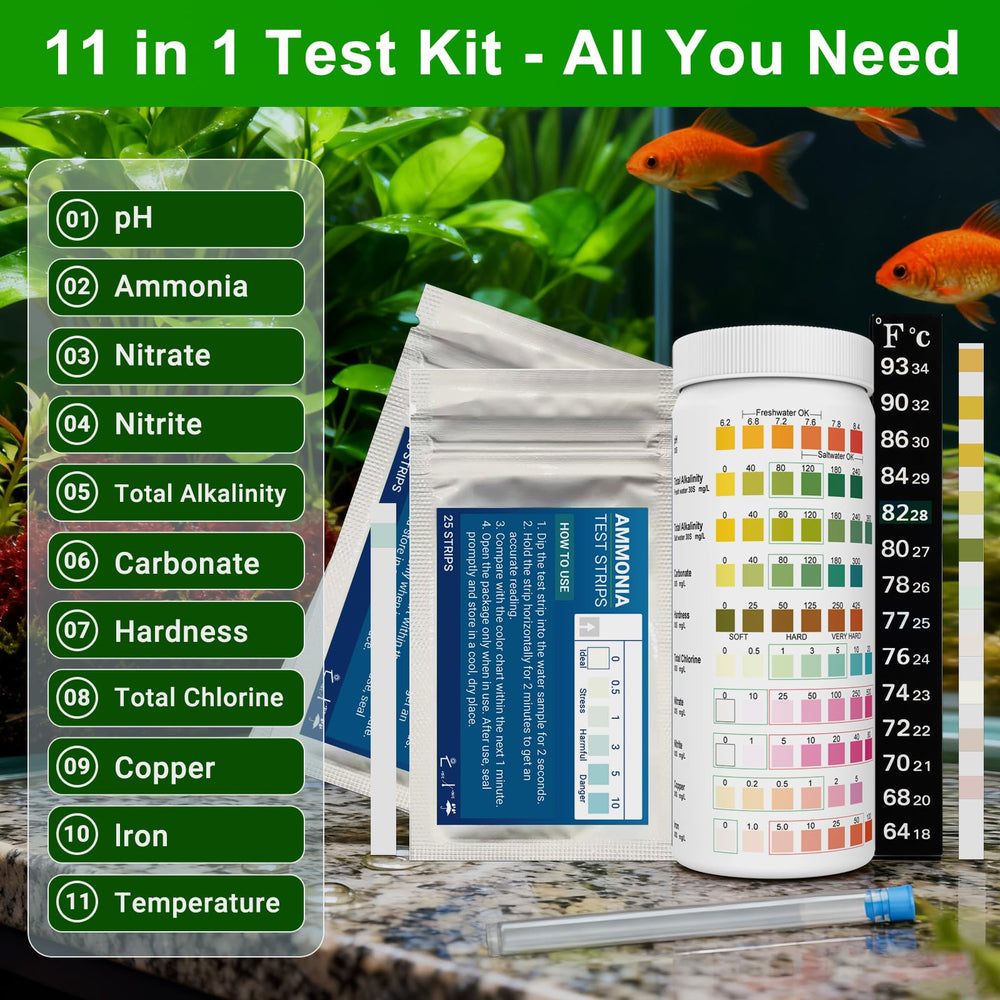 AKSBTEC 11in1 test strip being dipped for rapid results.