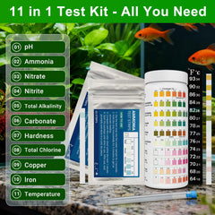AKSBTEC 11in1 test strip being dipped for rapid results.