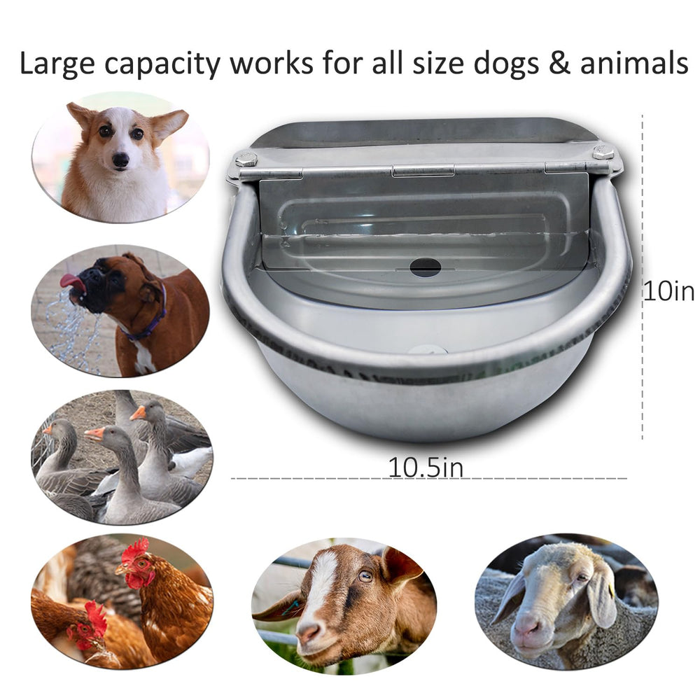 AKUATUZ stainless-steel water trough closeup showing corrosion resistance and cleanability