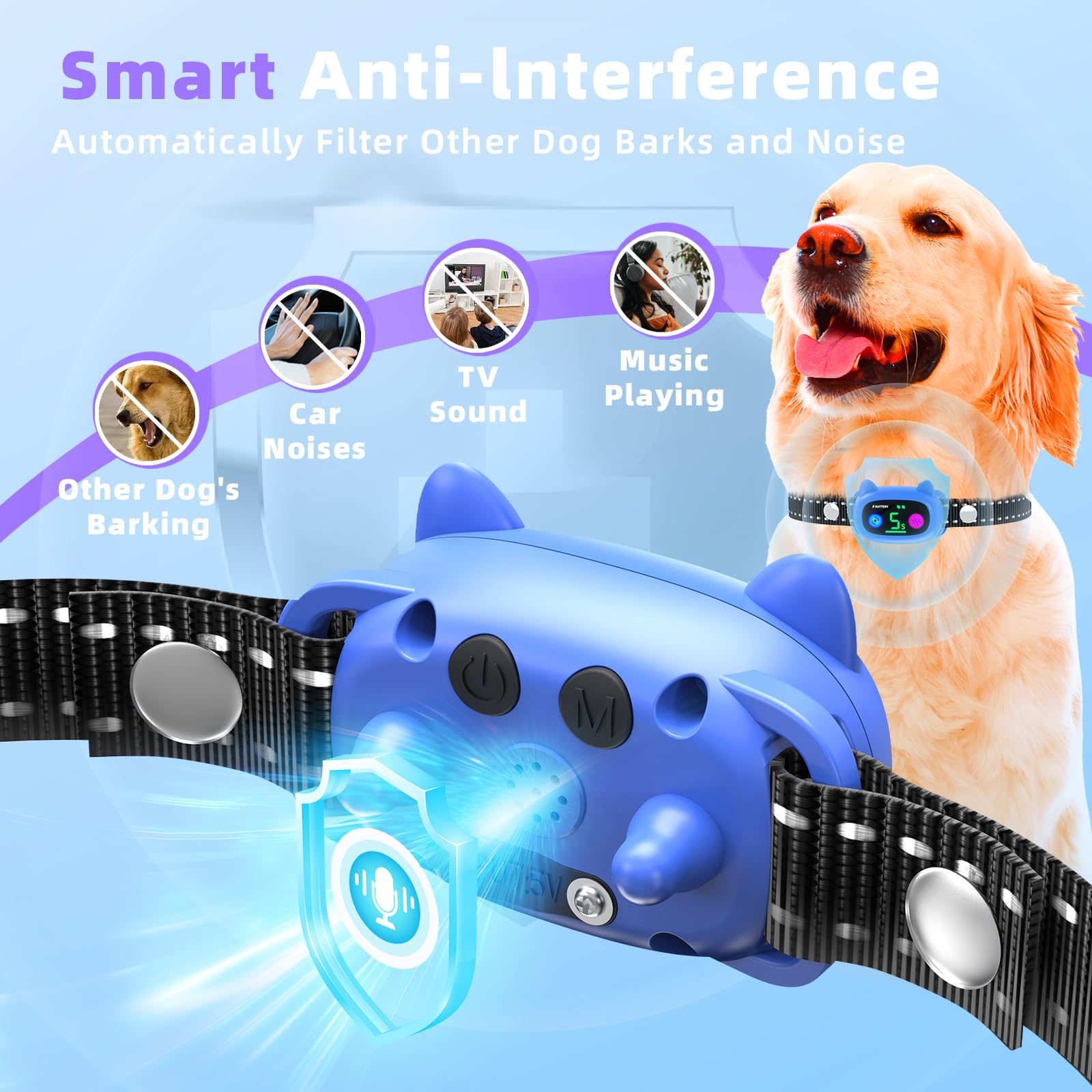 AKUVU Dog Bark Collar soft nylon strap for comfy wear