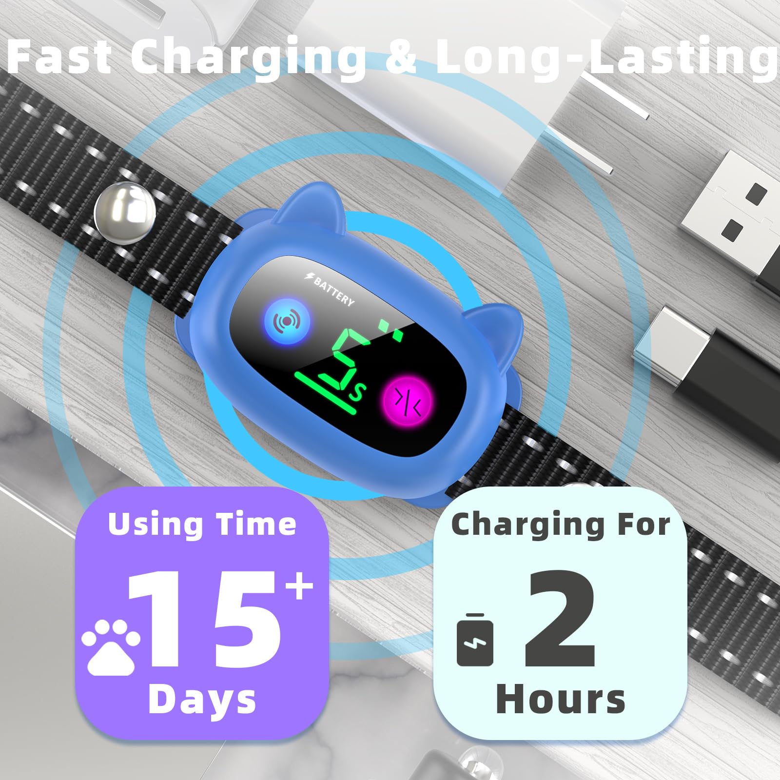 AKUVU Dog Bark Collar USB charging for quick top-ups
