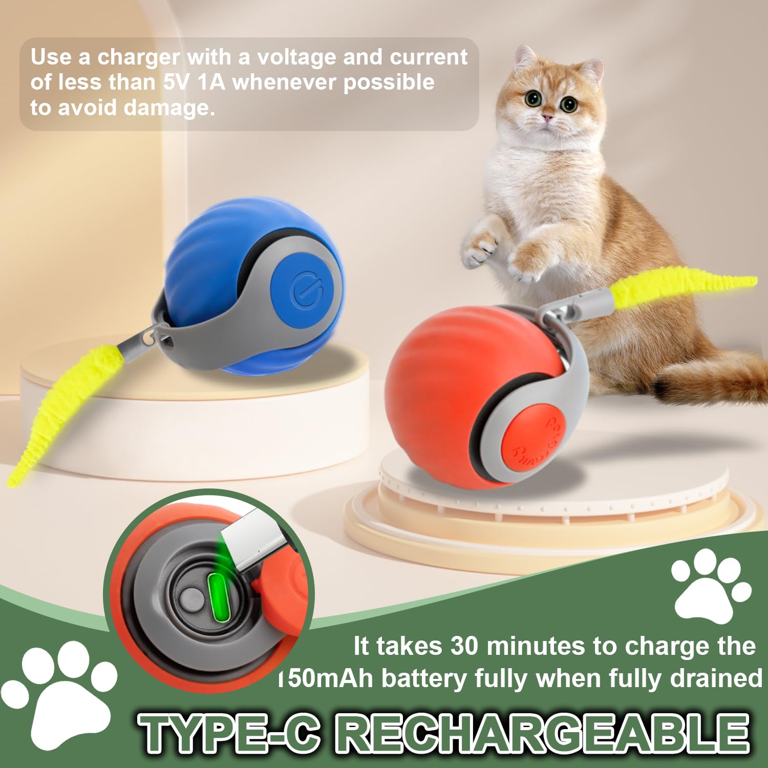 AKYHHE Speedy Cat Tail Toy 2.0 green mode indicator for normal play