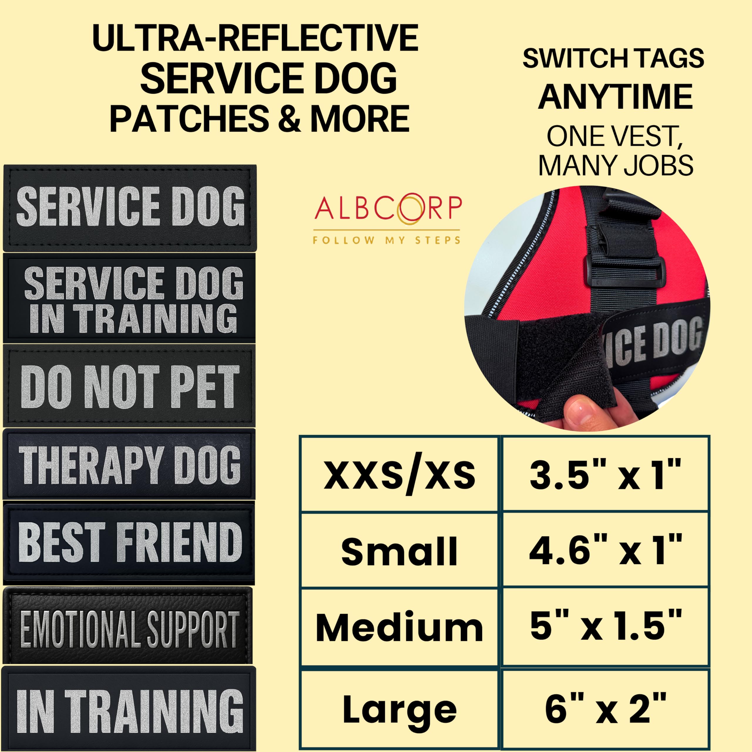 ALBCORP durable polyester material patch withstands daily use on harnesses