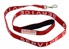 ALBCORP service dog leash embroidered red with reflector enhances nighttime visibility during walks.