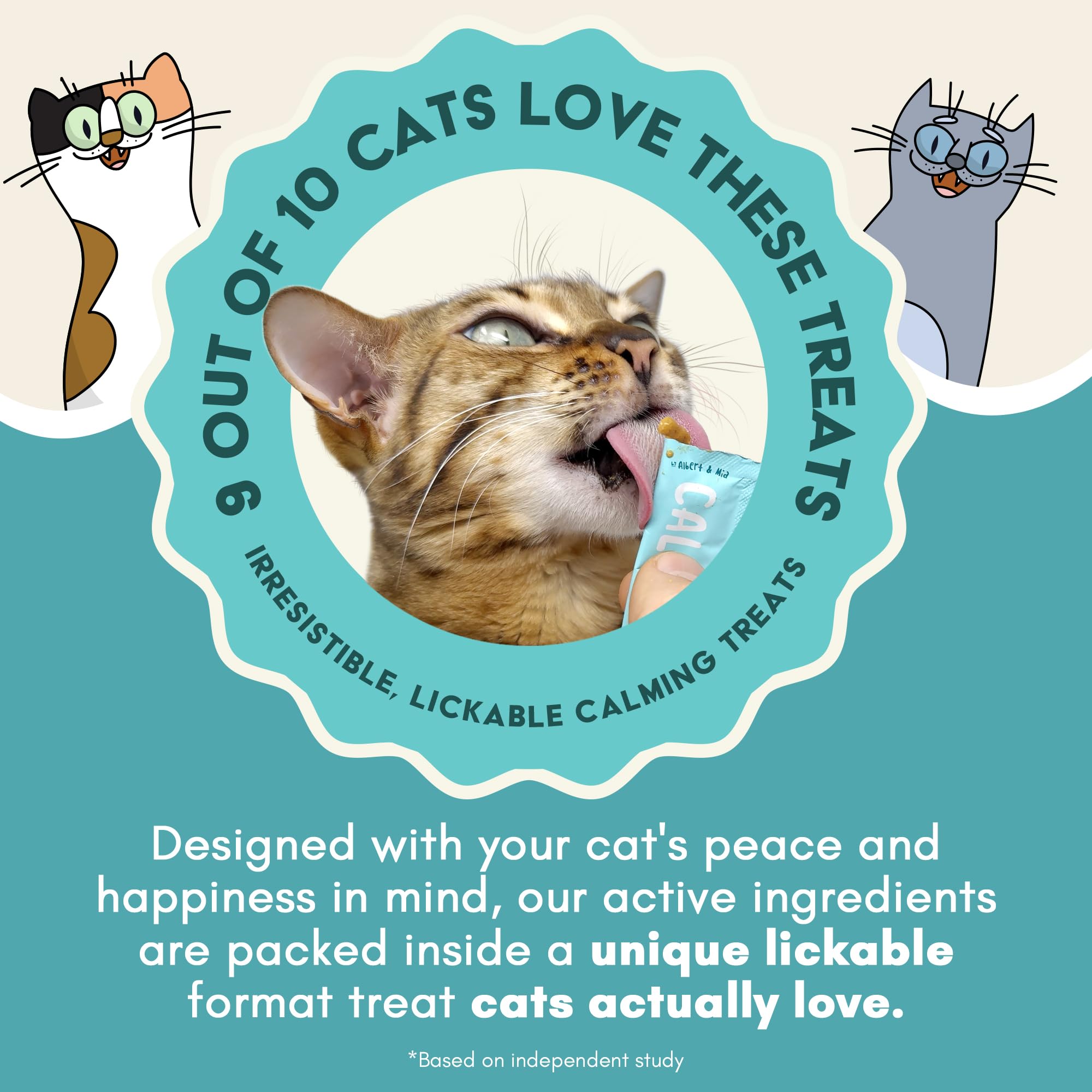 Cat calm during travel with ALBERT & MIA lickable treats.