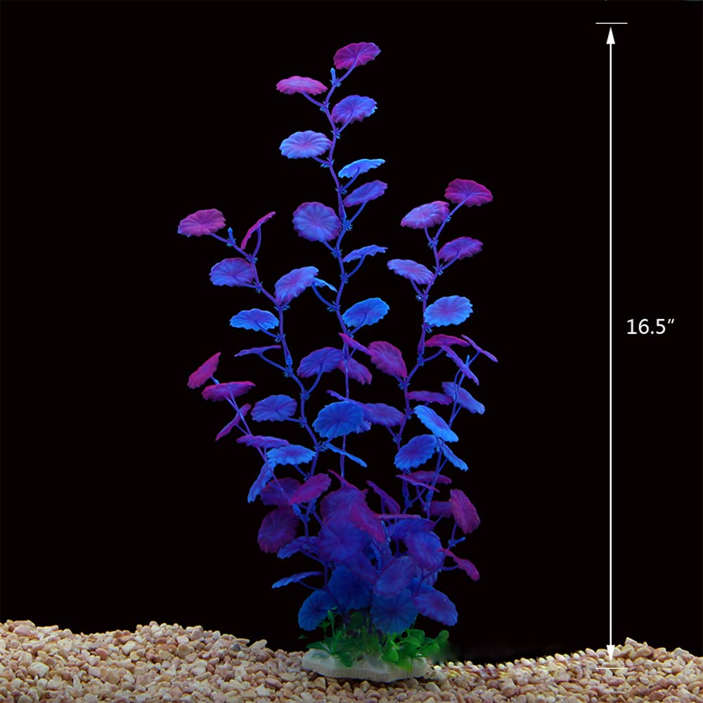 ALEGI AL68 purple aquarium plants side view show safe, sturdy decor for all fish