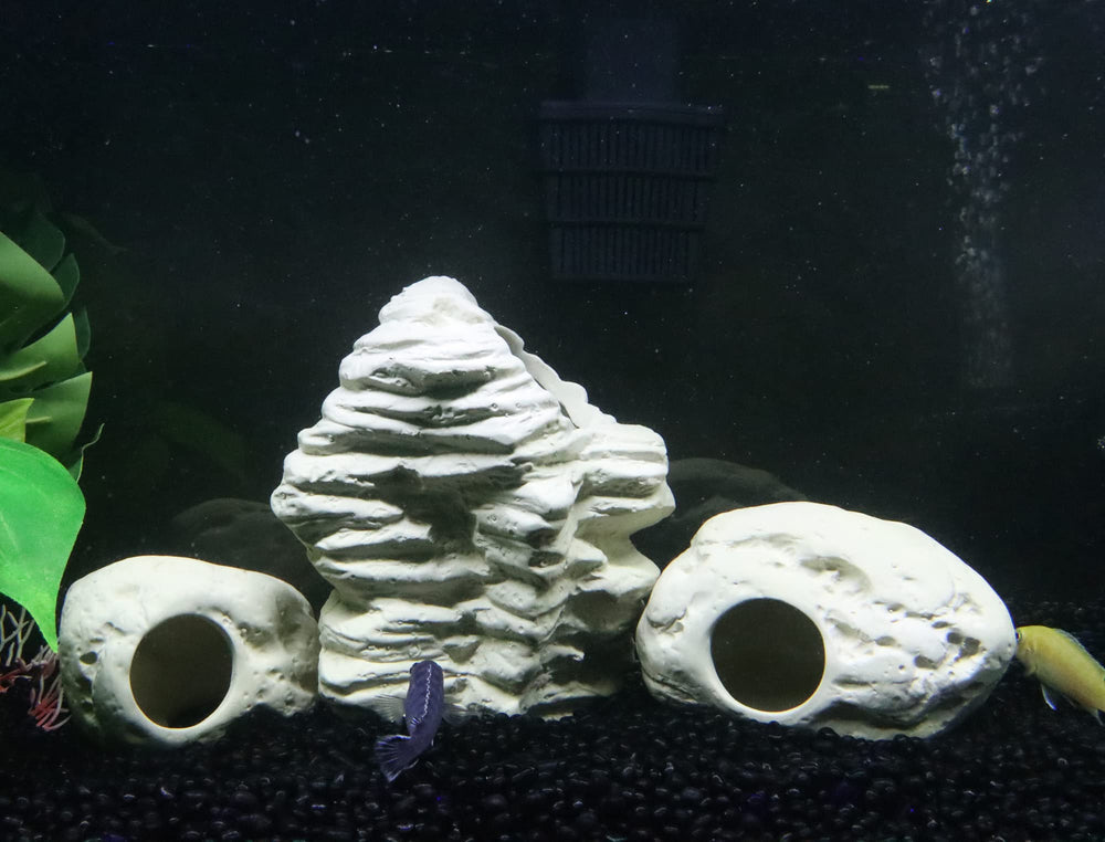 ALEGI Aquarium Rock Cave angle-view highlighting natural look in tank.