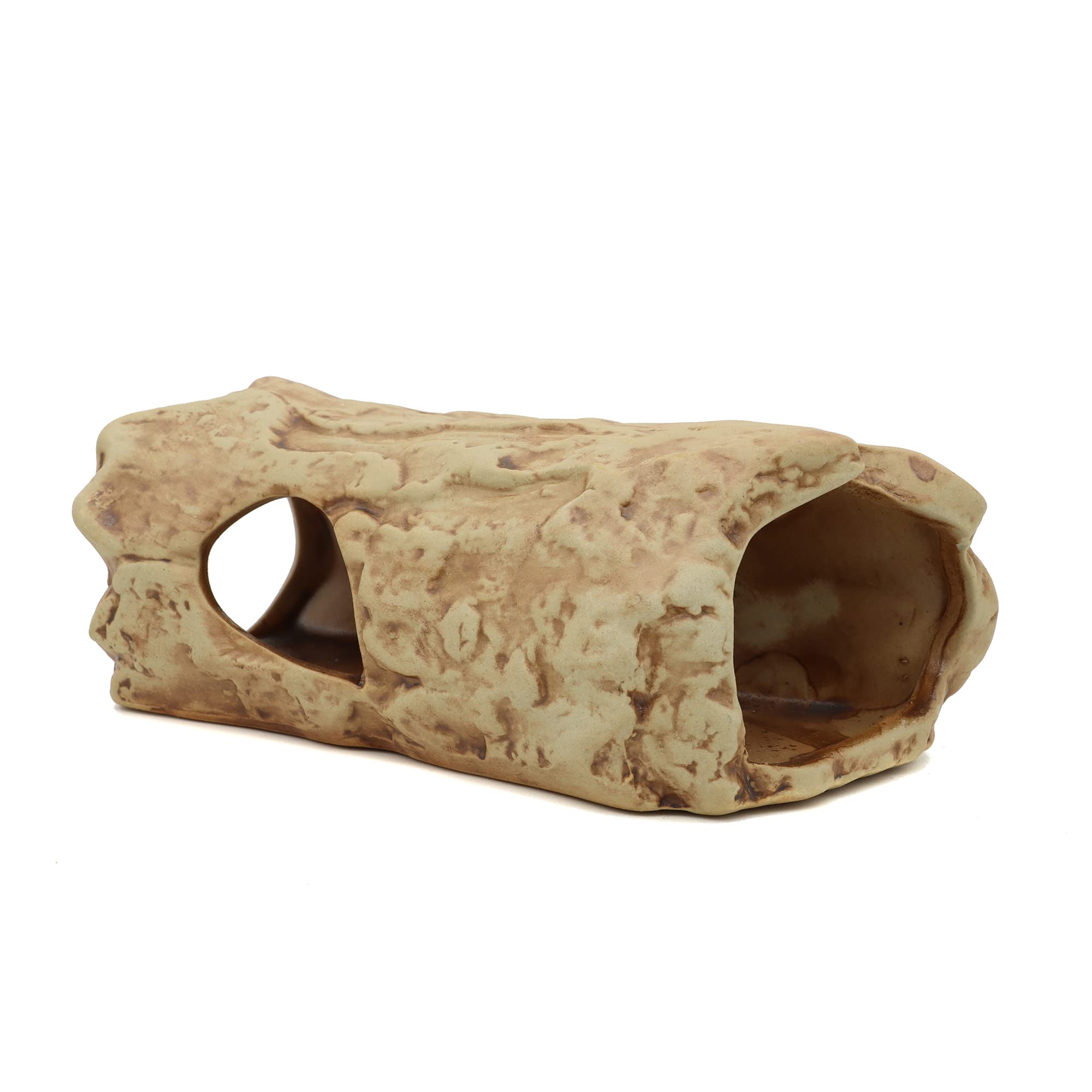 ALEGI log betta ceramic cave provides a safe hideout for small fish