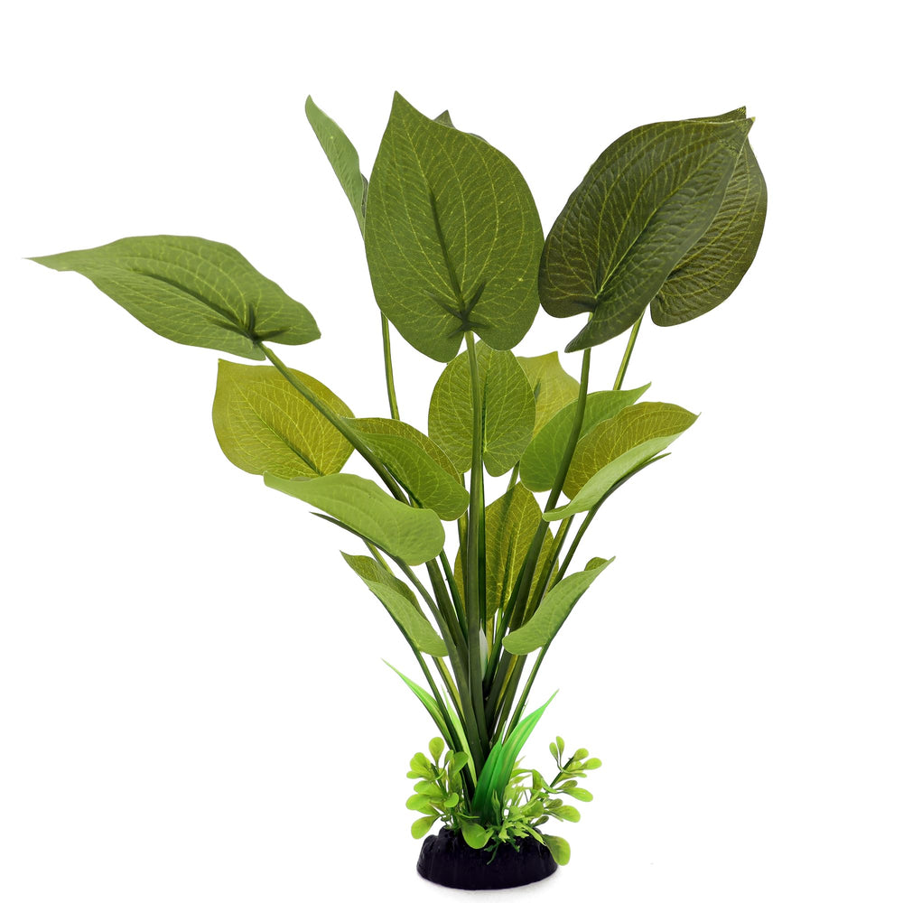 ALEGI 12-inch green silk plant in tank display adds natural depth and color.