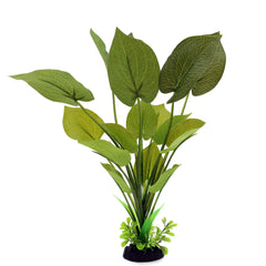 ALEGI 12-inch green silk plant in tank display adds natural depth and color.