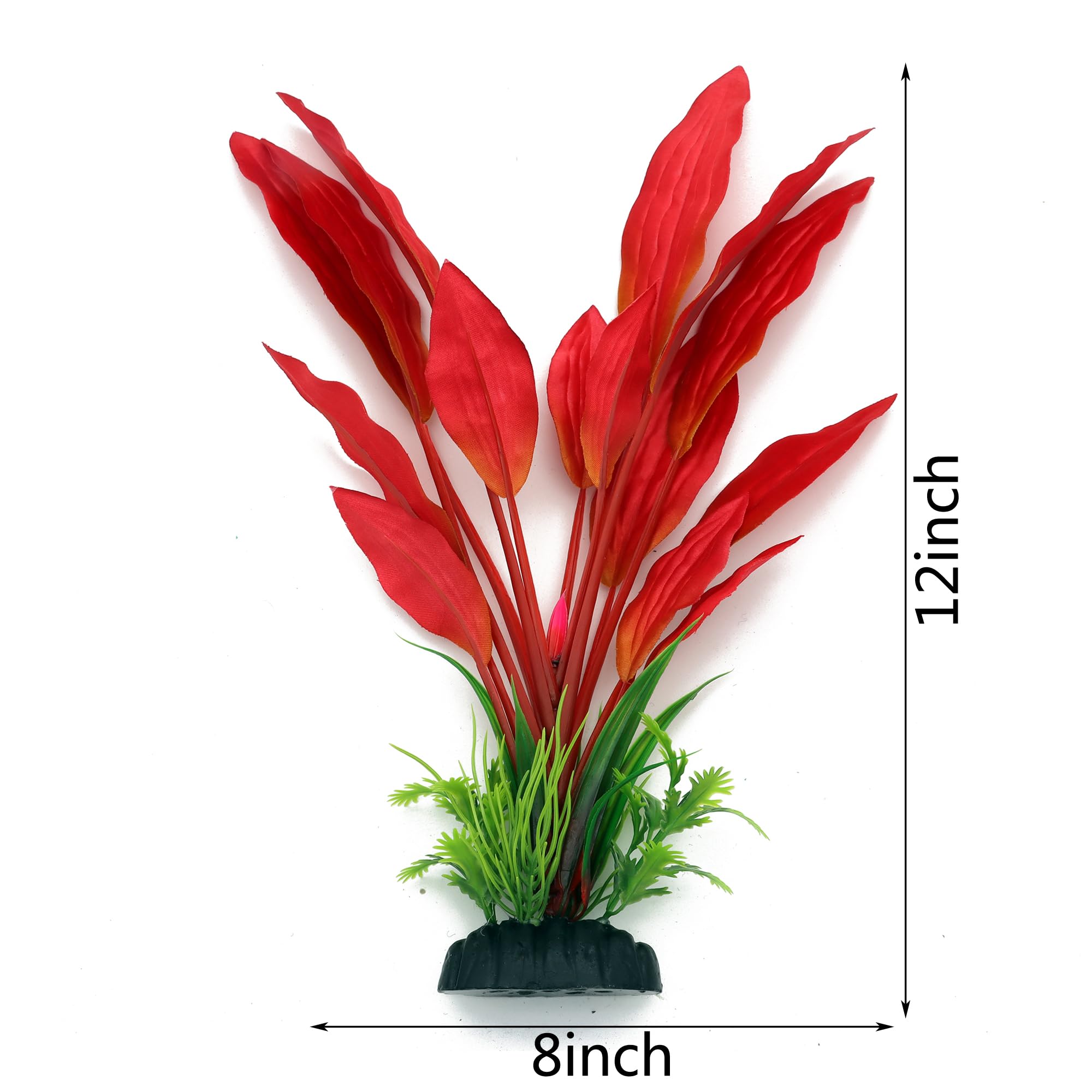 ALEGI Silk Aquarium Plants red 12-inch closeup shows soft texture for safe swimming