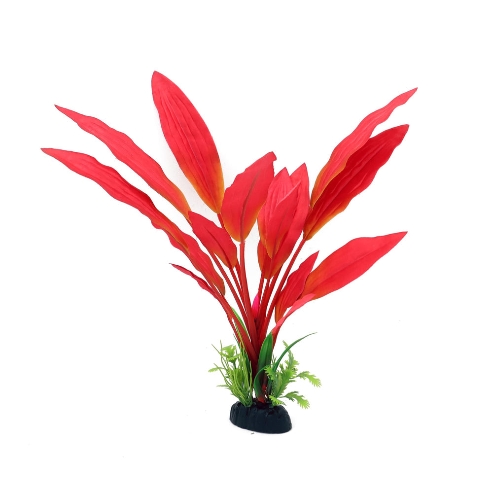 ALEGI Silk Aquarium Plants red 12-inch in-tank setup demonstrates realistic underwater aesthetics