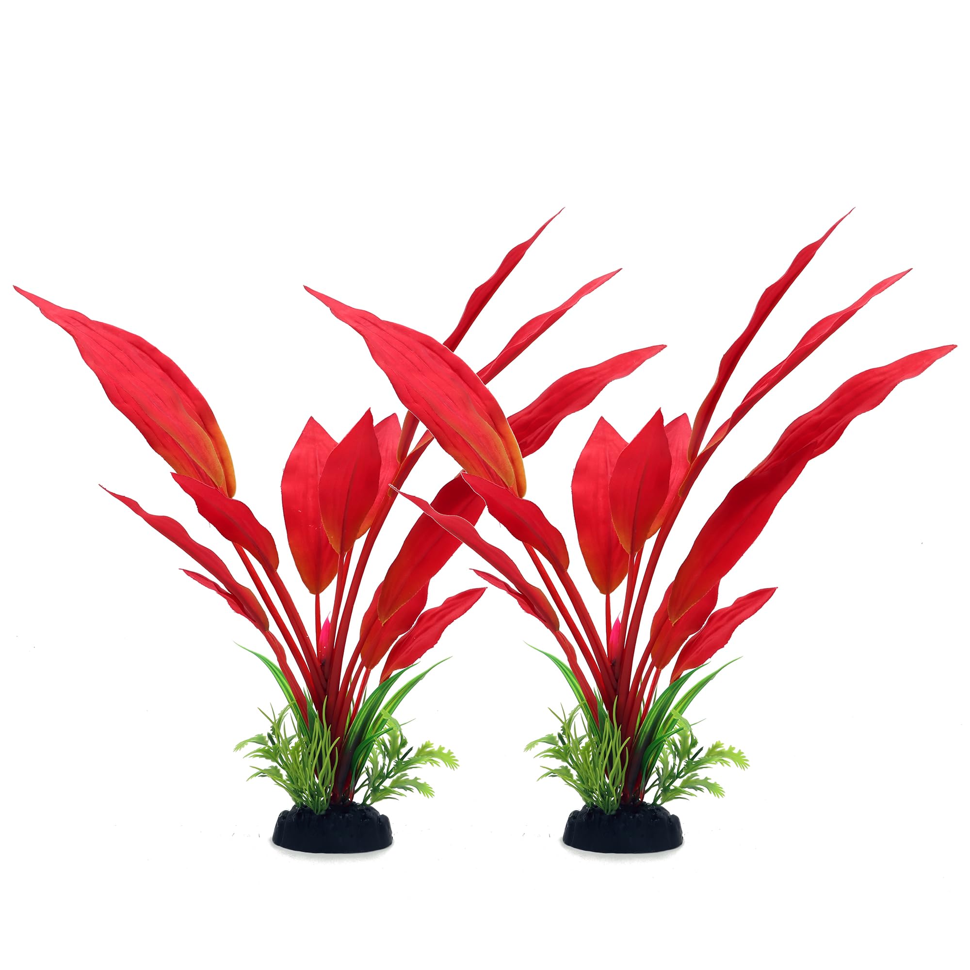 ALEGI Silk Aquarium Plants red 12-inch two-pack in package shot for easy setup