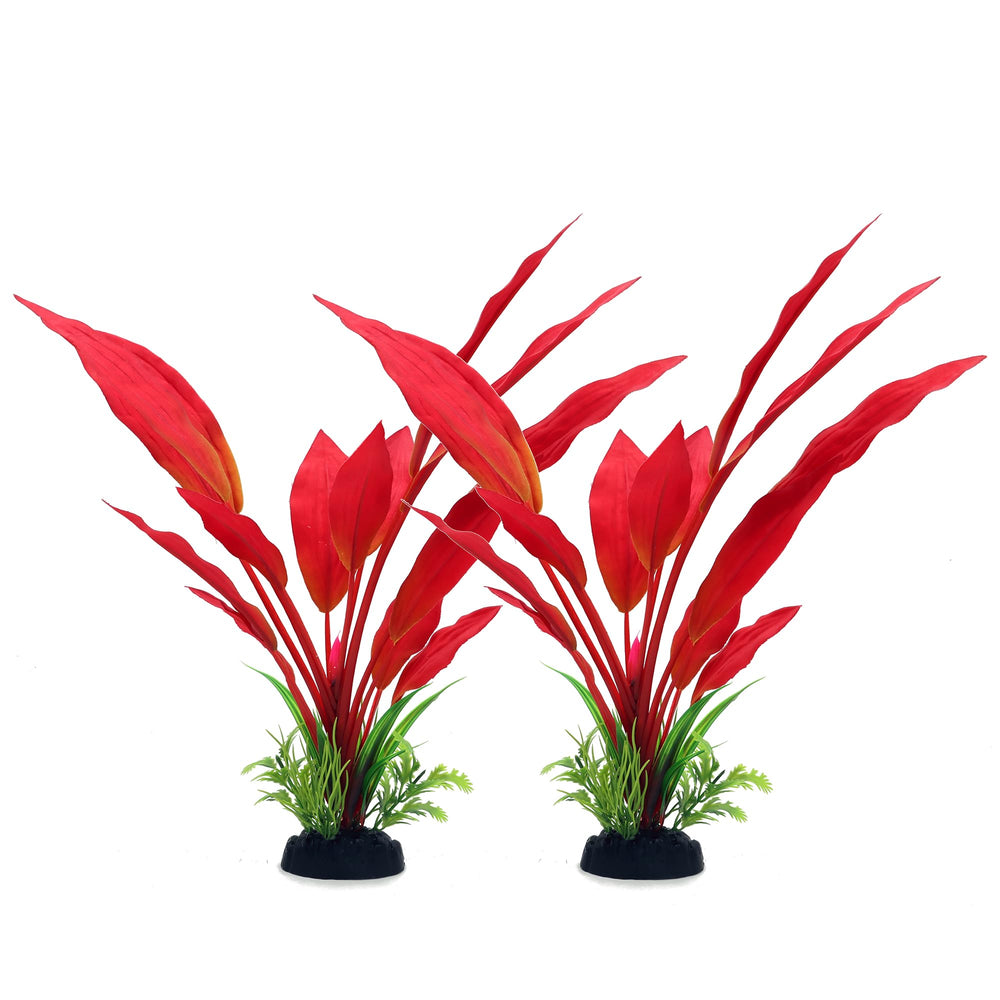 ALEGI Silk Aquarium Plants red 12-inch two-pack in package shot for easy setup