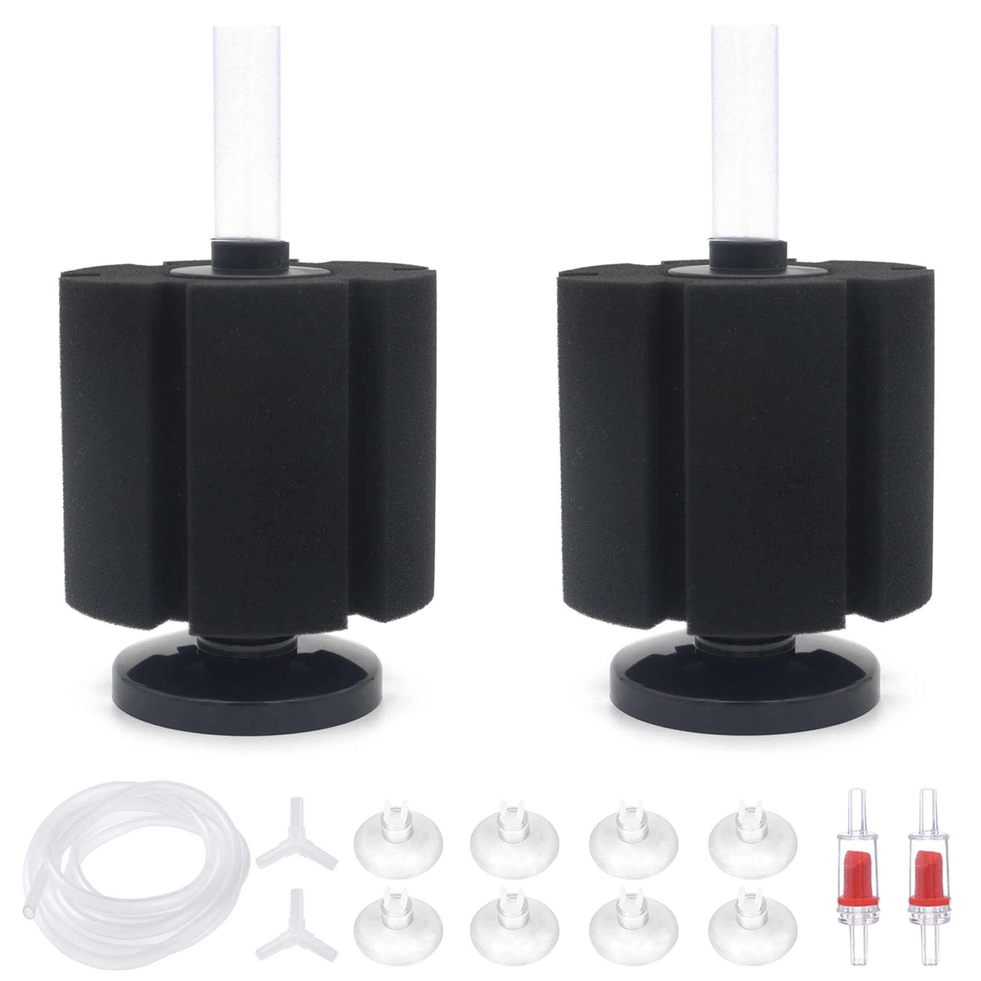 ALEGI sponge filter edge-fit in aquarium improves space efficiency for 125-gallon setups.