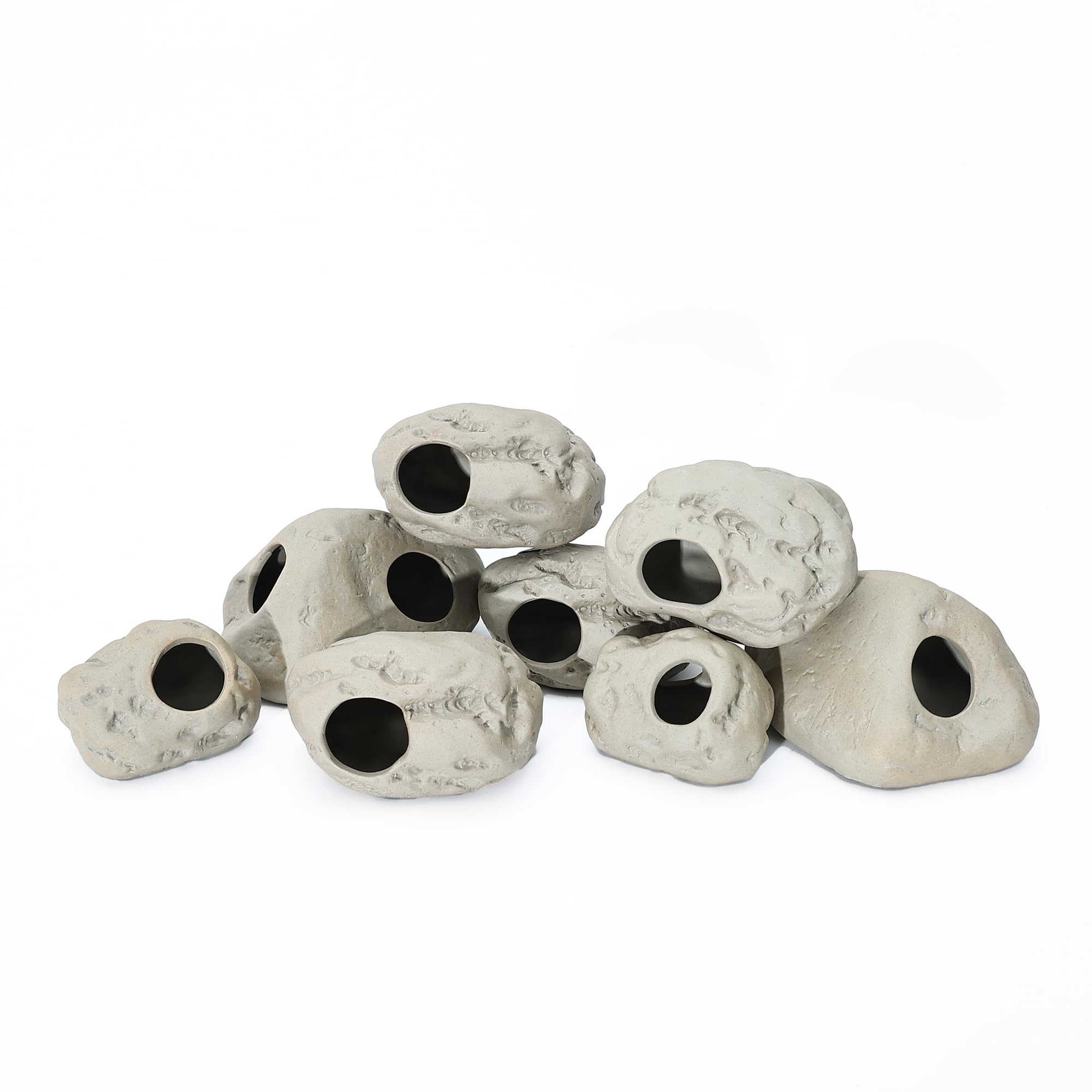 ALEGI stackable ceramic rock caves provide natural hiding spots for shrimp in your aquarium.