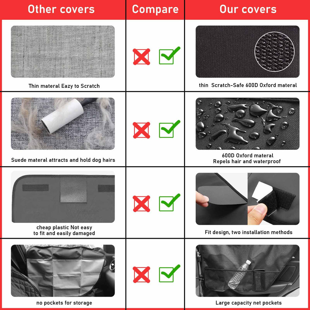 ALEIFLE car door protector mesh pockets hold snacks and toys for pets on trips.