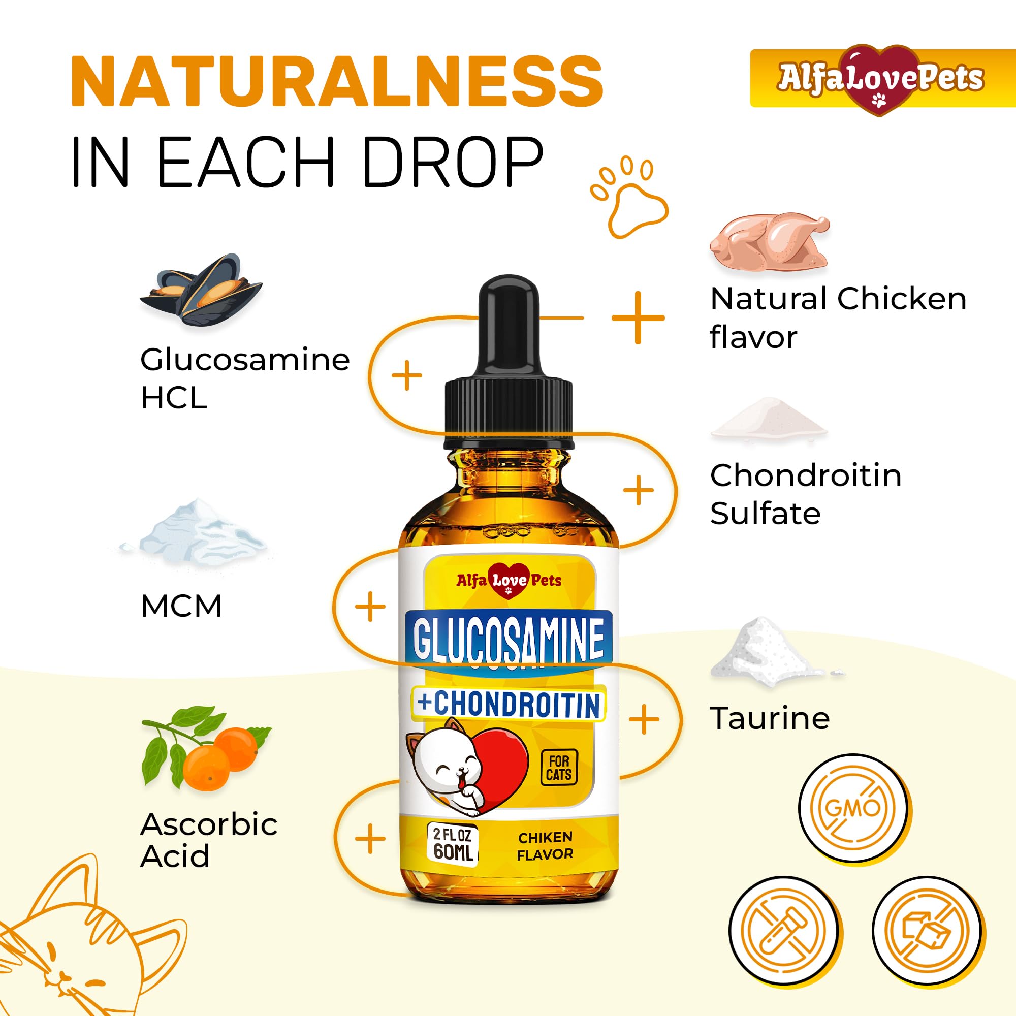 Alfa Love Pets label close-up shows trusted cross-breed joint health formula.