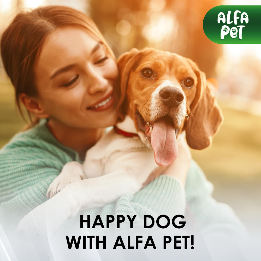 Compact 2 oz Alfa Pet bottle shown for convenient dosing at home.