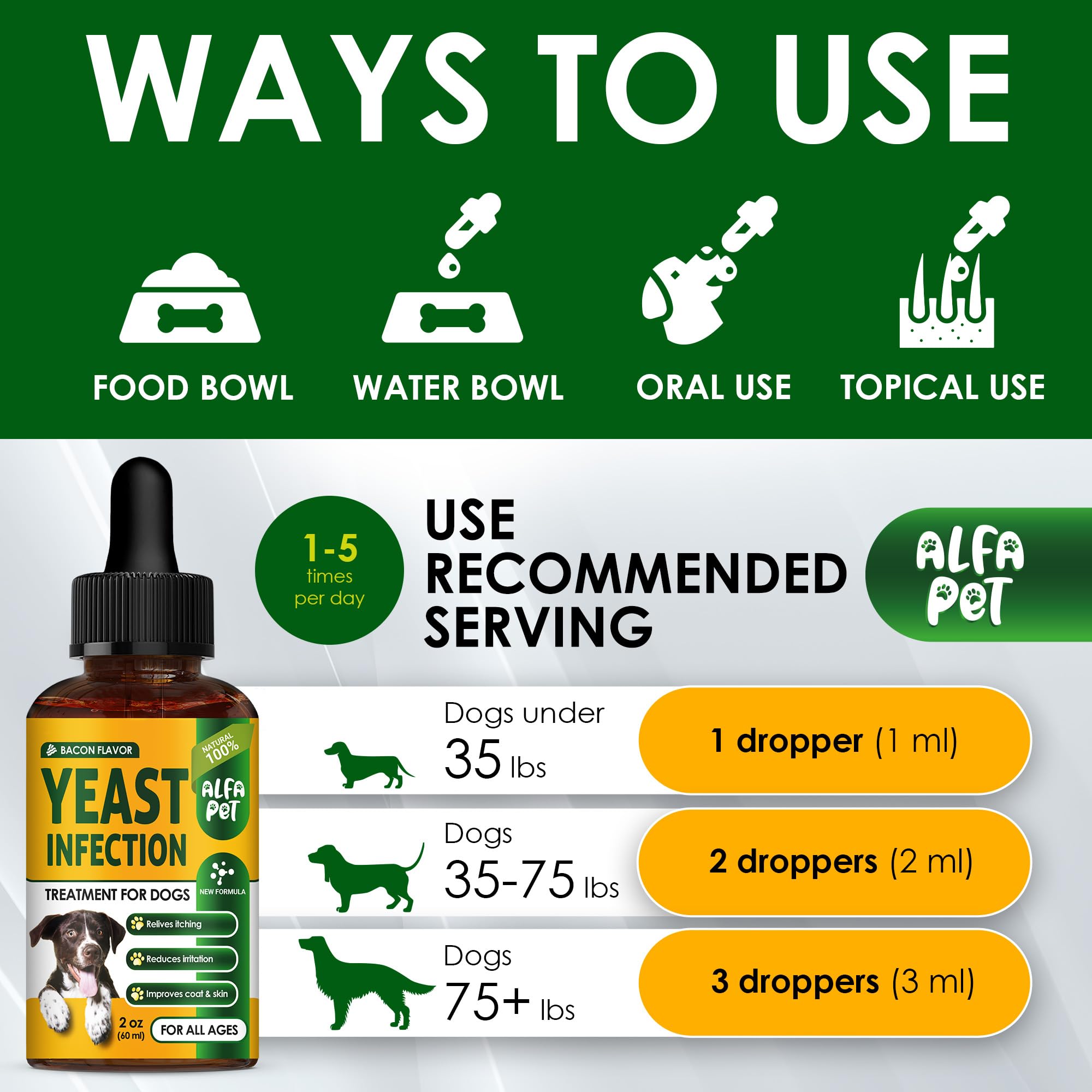 Ginger and marshmallow root highlight in Alfa Pet yeast treatment blend.