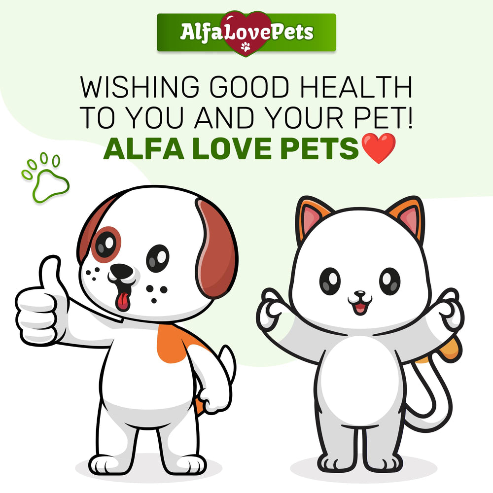 Alfa Love Pets all-ages-use shows versatile formula safe for cats and dogs of any life stage.