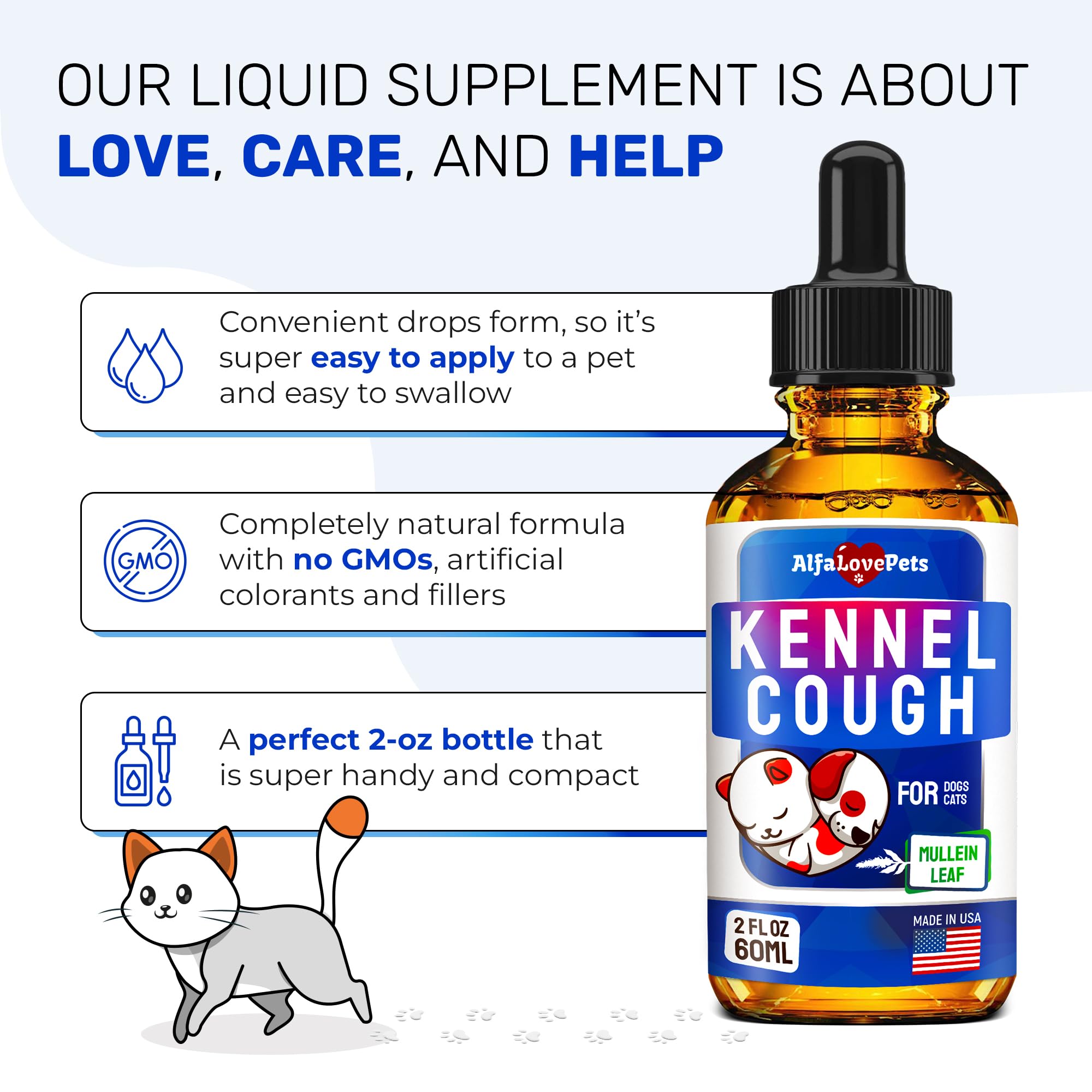 Alfa Love Pets mullein leaf calendula ingredient close-up highlight herbal blend.