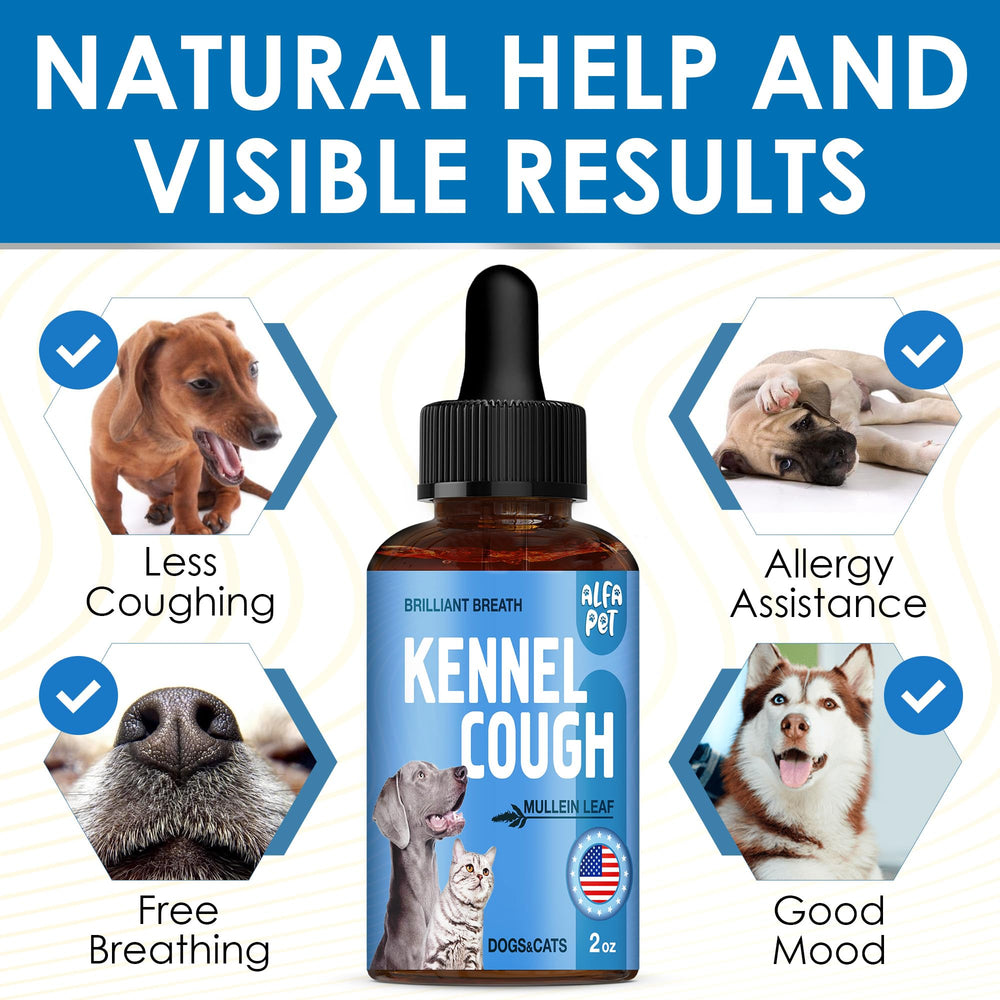 Alfa Pet dog cough liquid drops convenient dosing for meals or water.