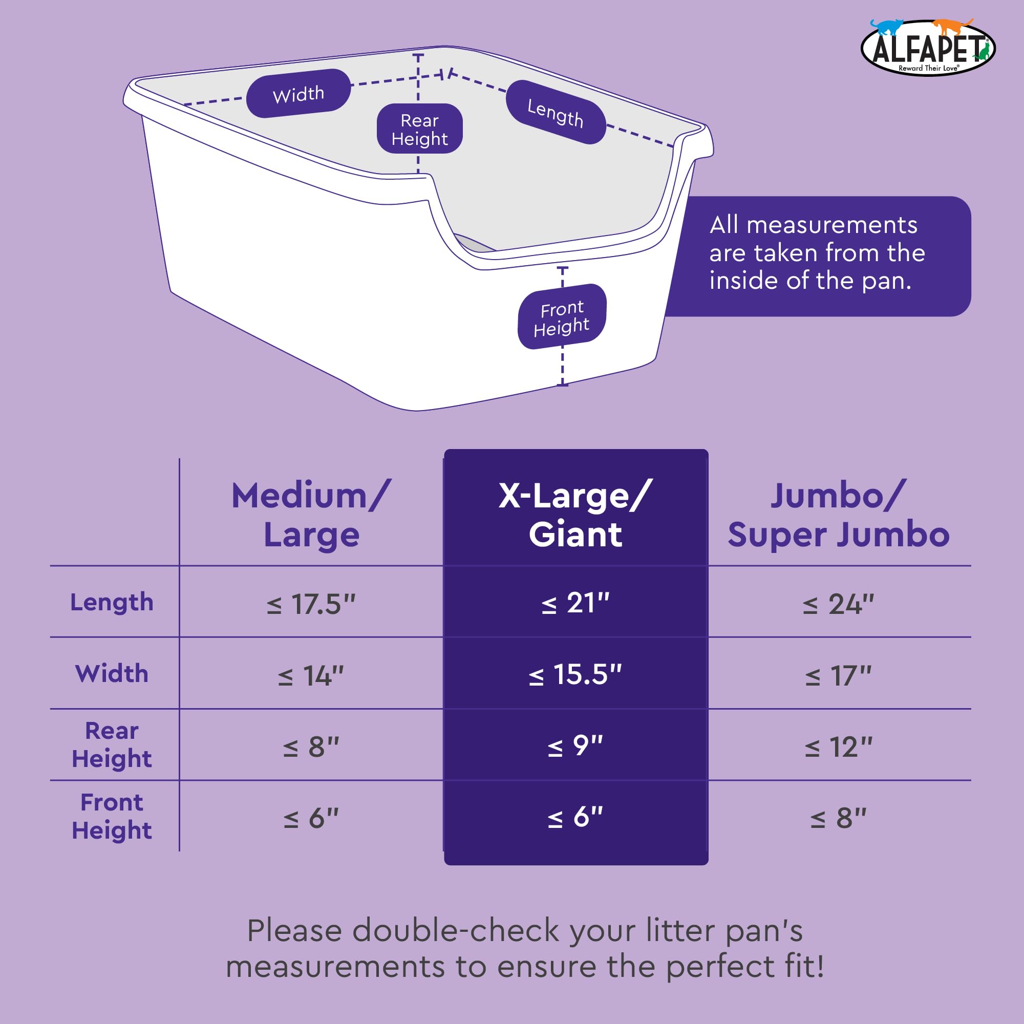 The Alfapet flat-bottom design minimizes shifting to keep the litter area cleaner.
