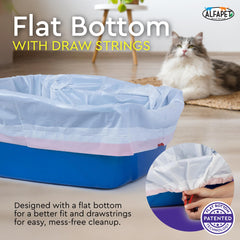 The Alfapet flat-bottom liner fits snugly to reduce bunching and spills.