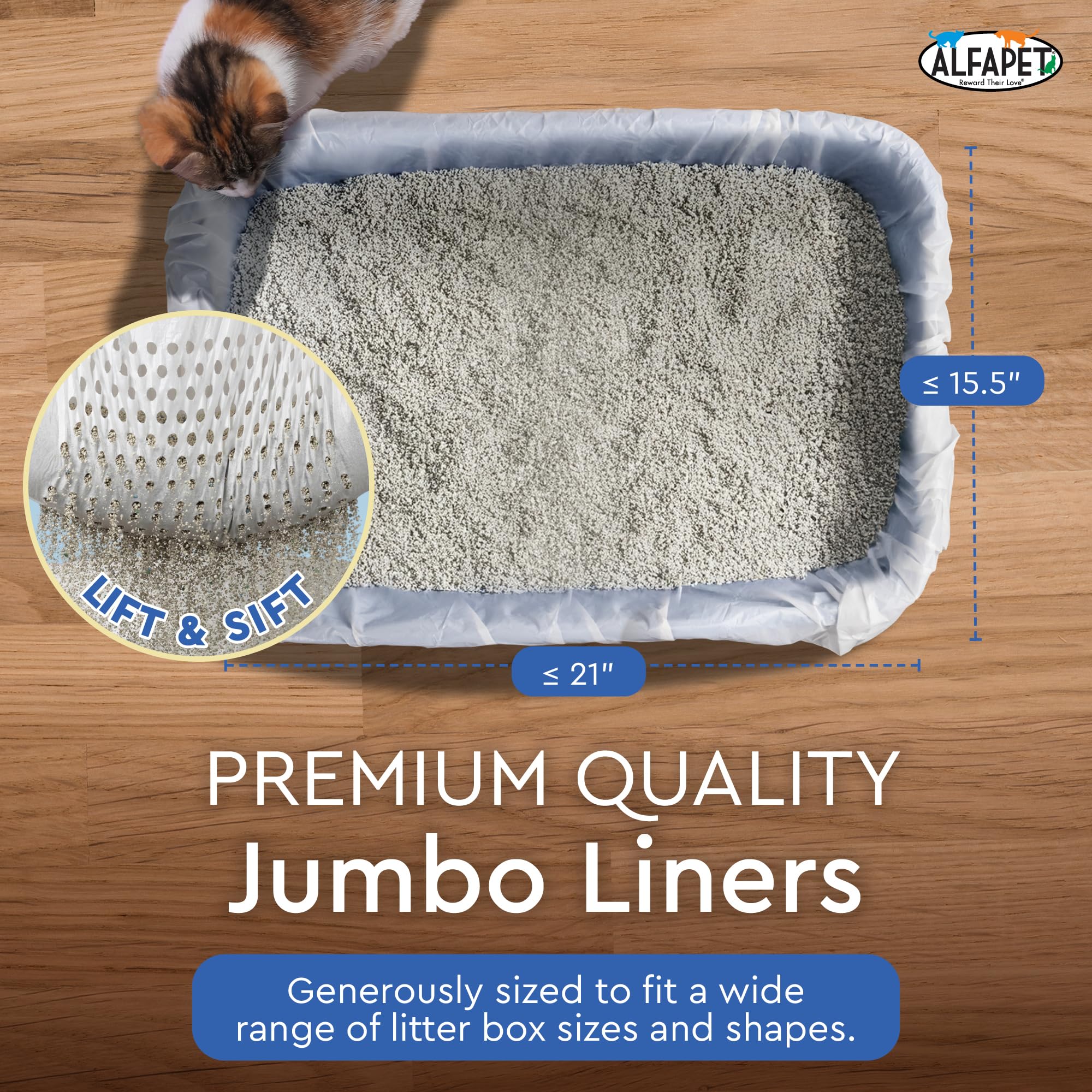 Alfapet Sta-Put liner grips litter box walls for secure fit.