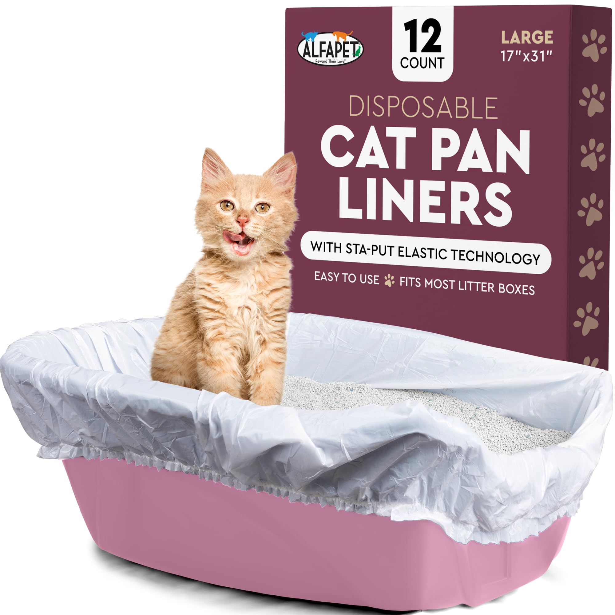 Alfapet litter box liner large fit Sta-Put for secure placement and reduced spills.