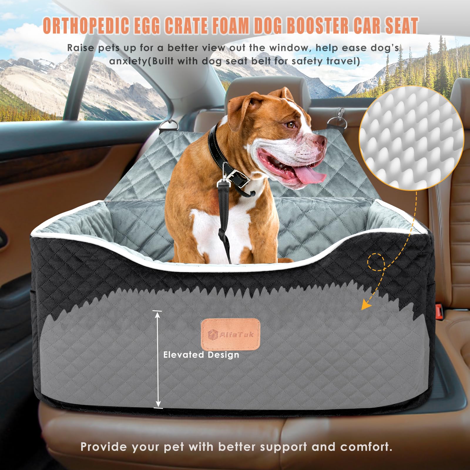 AlfaTok dog car seat anti-slip bottom keeps the seat stable during travel.