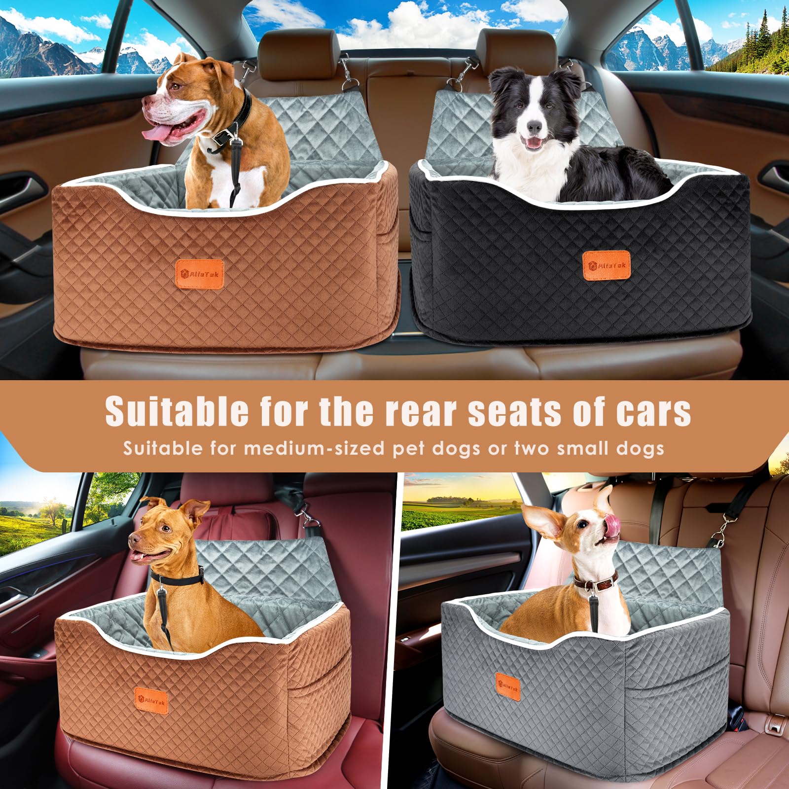 AlfaTok seat belt attachment secures harness for safer journeys.