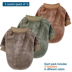 Algudbilt dog sweater 3-pack khaki side view shows easy pull-on design.