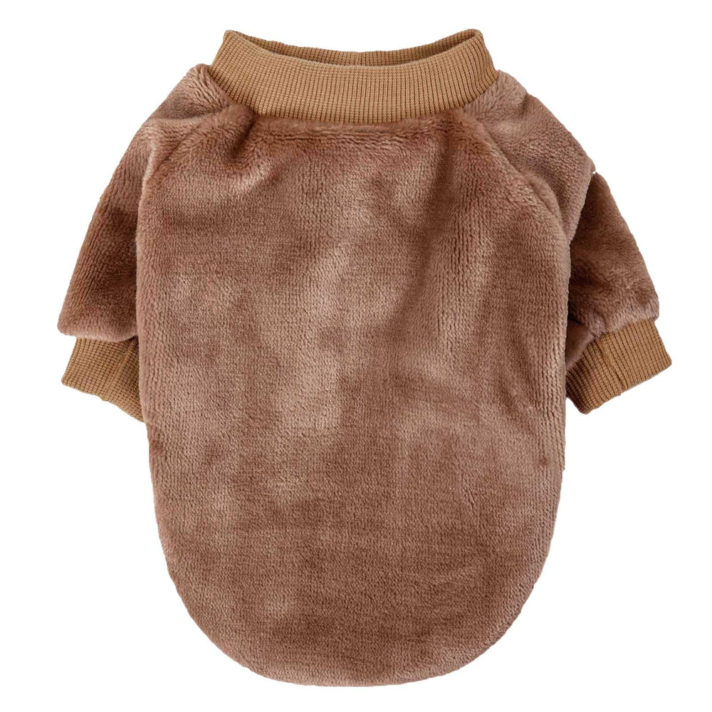 Algudbilt dog sweater olive worn by a dog highlighting lightweight plush warmth.