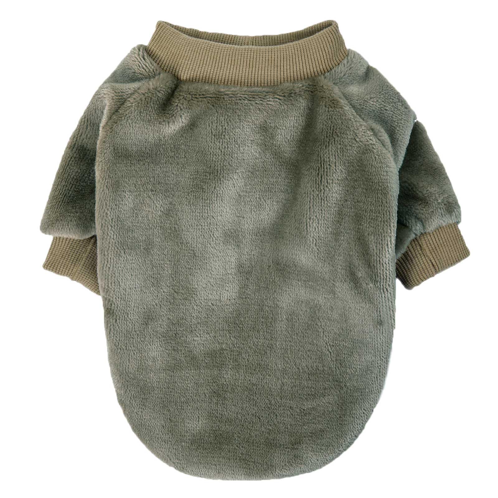 Algudbilt dog sweater pull-on design closeup demonstrates quick dressing.