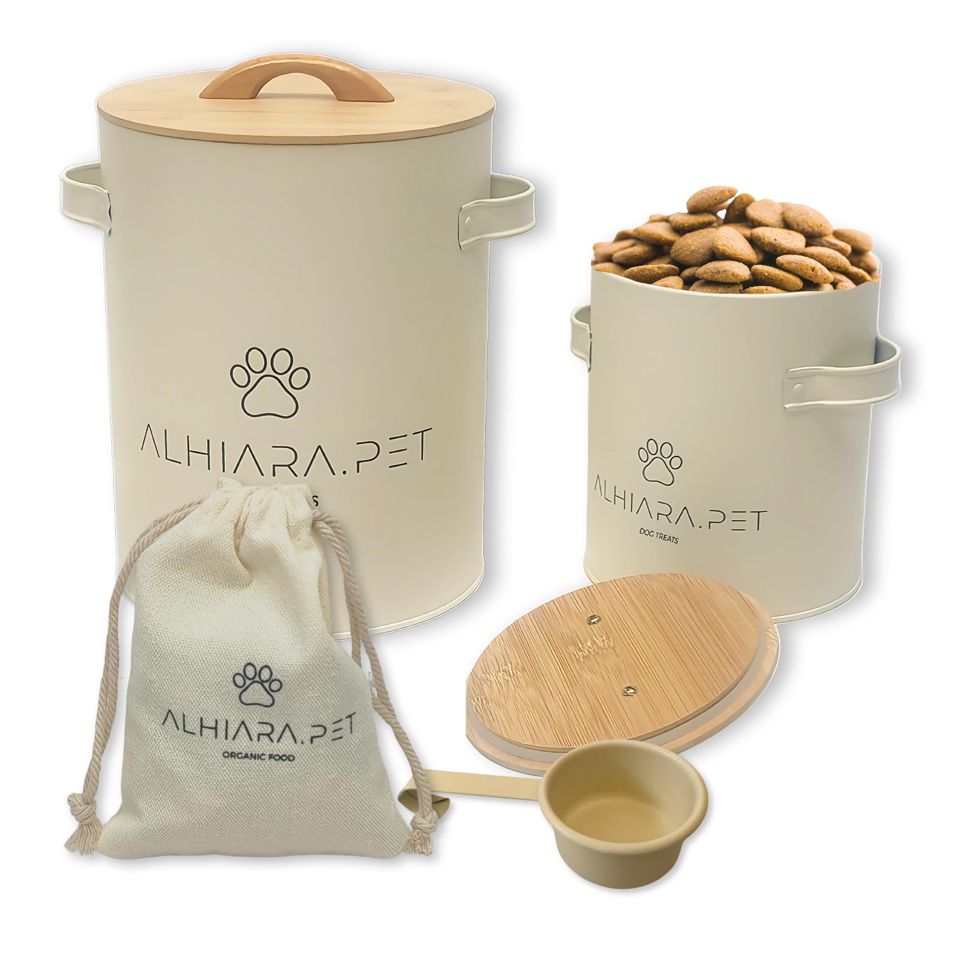 ALHIARA dog treat container airtight lid closeup preserves freshness