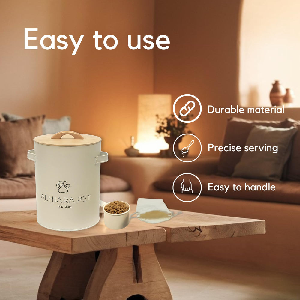 ALHIARA small canister provides compact storage for treats