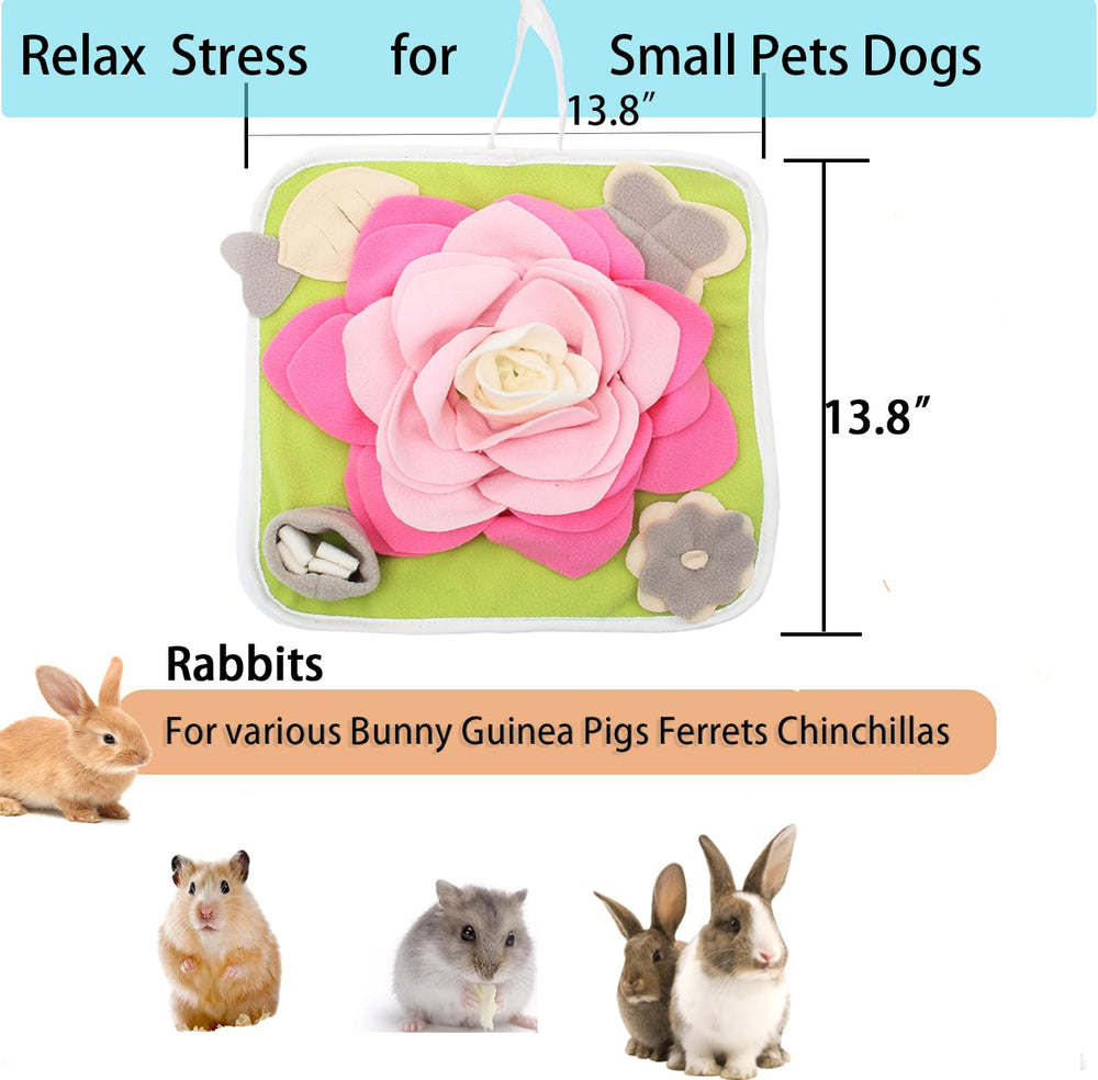 Alibuy Rabbit Foraging Mat pink side view helps keep pets engaged during playtime.