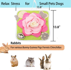 Alibuy Rabbit Foraging Mat pink side view helps keep pets engaged during playtime.