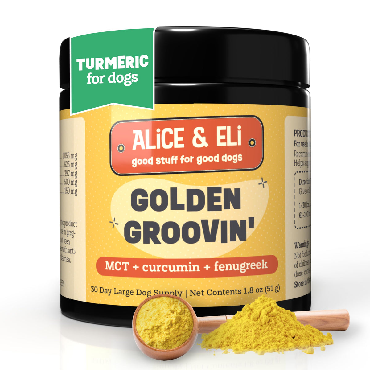 Alice & Eli Golden Groovin' bottle closeup for joint support.